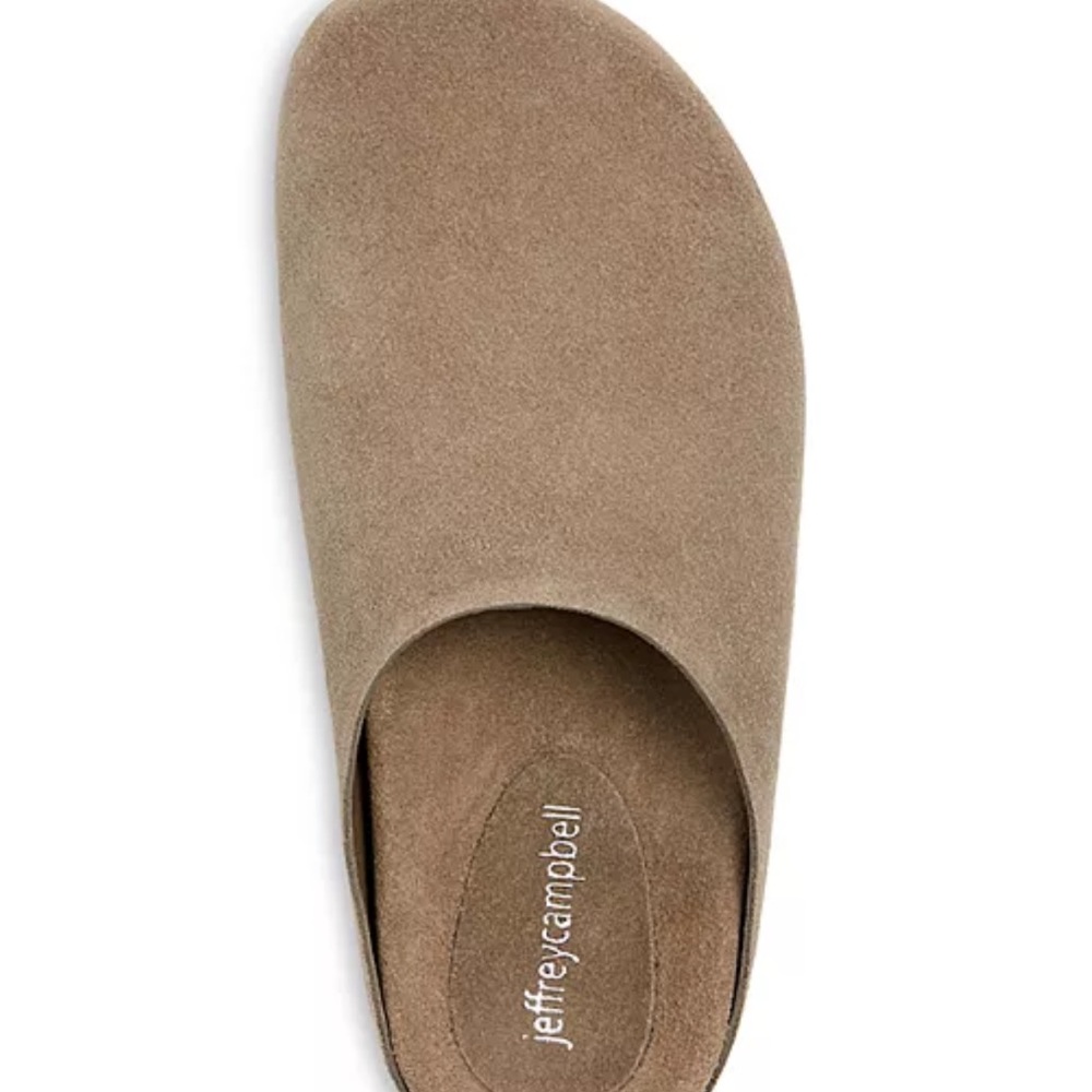 Jeffrey Campbell Content Taupe Suede Mules